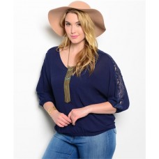 NAVY LACE TOP